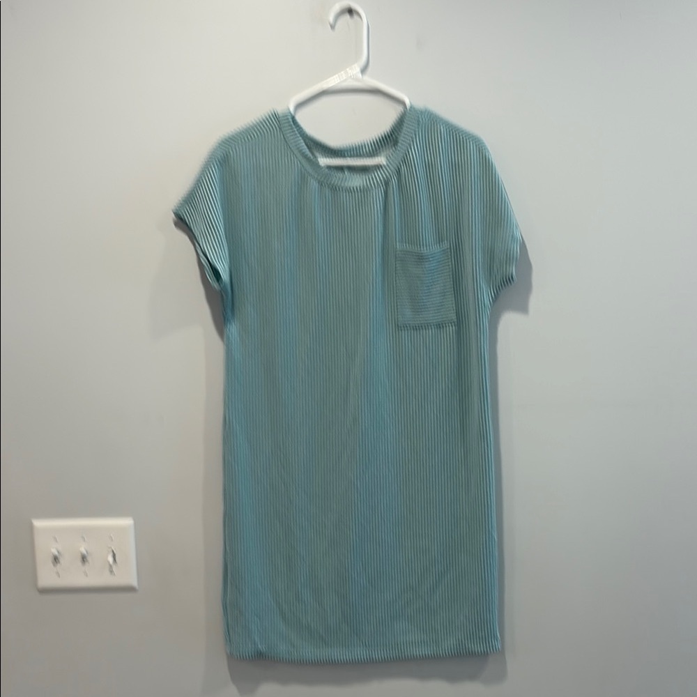 Teal Striped T-Shirt Dress
